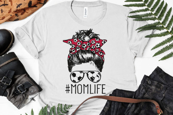 Mom Life Soccer Messy Bun Funny Design: Graphics & Print Templates