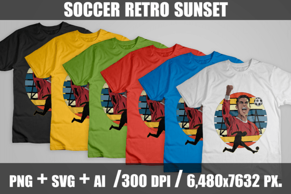 Soccer Retro Sunset: A Graphic for Print Templates